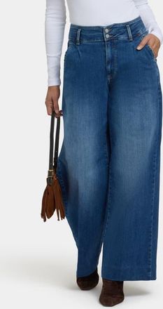 NYDJ Mona High Waist Ankle Wide Leg Trouser Jeans in Royal Ocean at Nordstrom, Size 14