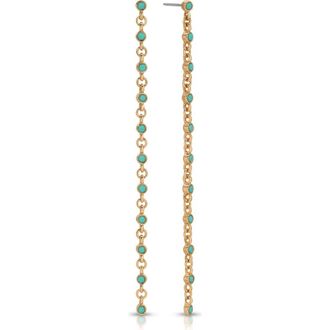 Ettika Dainty Crystal Linear Drop Earrings in Turquoise/Gold at Nordstrom