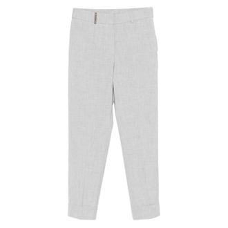 PESERICO Peserico, Cropped Trousers, female, Gray, Size: 2XL Cuffed Tailored Trousers