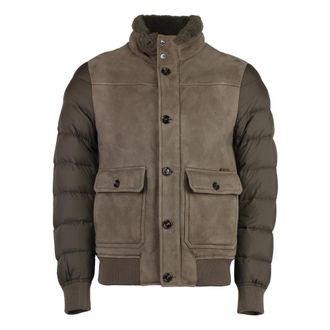 Moorer Winter Jackets, male, Brown, Size: M Padded Jacket with Goose Down