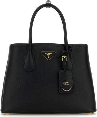 Prada Black Leather Small Double Handbag