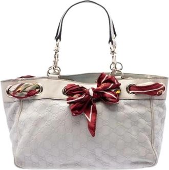 Gucci Pre-owned Positano Tote Bag - Dames - Vintage Shopper - Wit - ONE Size - Leer - Vintage