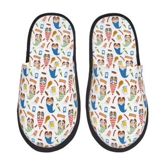 Generic Warm Slipper Barbecue Gnomes Print Home Slipper Unisex House Shoes Non-Slip Scuff Slippers For Travel Bedroom Hotel M