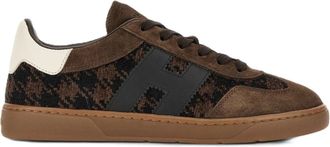 Hogan Brown Suede Houndstooth Low-Top Sneakers