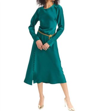 Allison New York Satin Slip Dress In Emerald