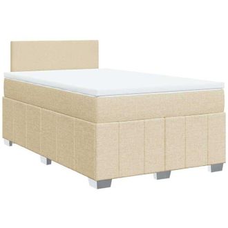 vidaXL Cama Box Spring Con Colch&oacute;n Tela Color Crema 120x200 Cm Vidaxl