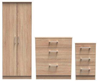 Welcome Furniture Denver Ready Assembled 3 Piece Bedroom Furniture Set - Oak - Welcome Furniture | TJ Hughes