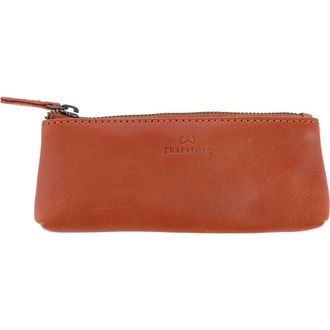 Trafalgar Store Sergio Leather Multimedia Elongated Zip Pouch in Tan at Nordstrom