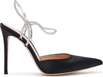 Gianvito Rossi 105 Embellished-strap Satin Pumps - Beige