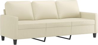 vidaXL Sof&aacute; De 3 Plazas De Cuero Sint&eacute;tico Color Crema 180 Cm Vidaxl