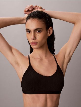 Calvin Klein Womens Embossed Emblem Lightly Lined Bralette - Black - XL