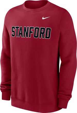 Nike Stanford Sideline Club Nike Mens College Pullover Crew in Red | 02TT69WSDN-R0M