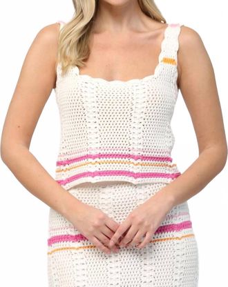 Fate Crochet Tank Sweater In Cream, Pink, Orange