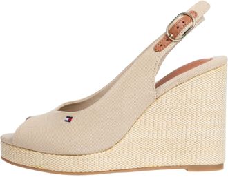 Tommy Hilfiger Womens Flag High Wedge Slingback Sandals, Beige (Horseradish), 3.5
