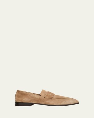 Ermenegildo Zegna Mens Suede Penny Loafers