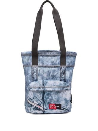 Diesel x Eastpak denim shopper met trompe-loeil - Blauw