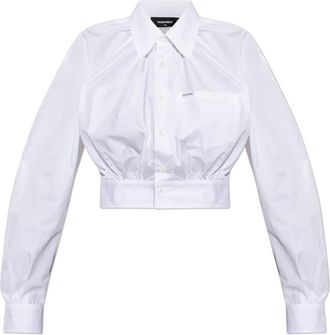 Dsquared2 Kort Overhemd met Zak - Dames - Overhemden - Wit - M - Katoen - Overhemden