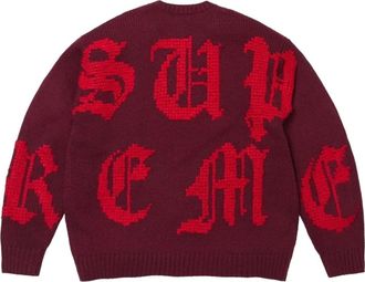 SUPREME FW26 Cross Stitch Logo Sweater Burgundy SUP-FW26-068-BGD