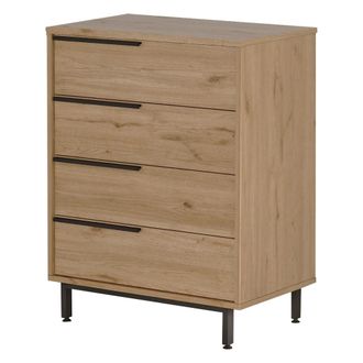 Dmora C&oacute;moda Lusevera, 4 Cajones, Apertura Deslizante, Cierre Deslizante, 75x45x95h Cm Roble Marr&oacute;n