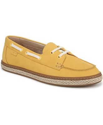 Vionic Womens Vionic Bay Loafers Butter Yellow Leather Slip On Boat Shoes HAWK2446