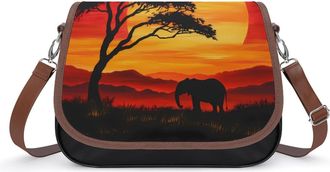 Generic Sunset with African Elephants Crossbody Bags for Women Shoulder Messenger Bag Purse Handbags