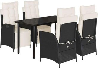 vidaXL Set De Muebles Jard&iacute;n 5 Pzas Con Cojines Rat&aacute;n Sint&eacute;tico Negro Vidaxl