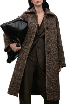 Mango Speckled Wool Blend Coat in Brown at Nordstrom Rack, Size Small