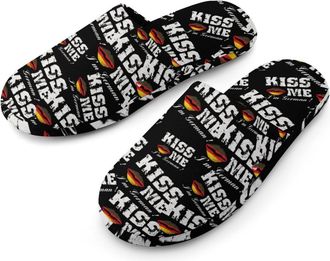 Generic Im German Flag Lip Mens Cotton Slippers Memory Foam Comfort House Shoes Winter Indoor Slipper for Hotel Casa Spa