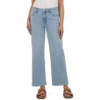 Kut from the Kloth Raw Hem Mid Rise Ankle Wide Leg Jeans in Block at Nordstrom Rack, Size 16