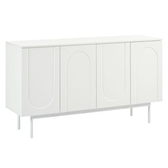 Urban Meuble Aparador moderno con dise&ntilde;o en arco blanco de 4 puertas