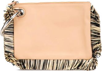 Fendi Clutch Triplette in pelle e rafia con motivo Zucca 2010 ad oggi - Marrone