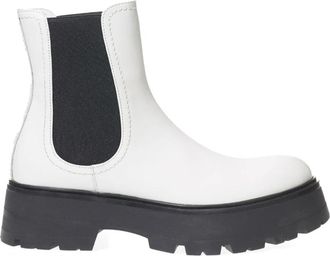 Alexander McQueen Bicolor Chelsea laarzen geborsteld leer - Dames - Chelseaboots - Wit - 36 1/2 EU - Leer - Schoenen