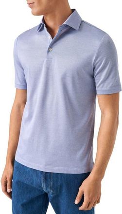 Eton Filo Di Scozia Jacquard Polo in Medium Blue at Nordstrom, Size Xx-Large