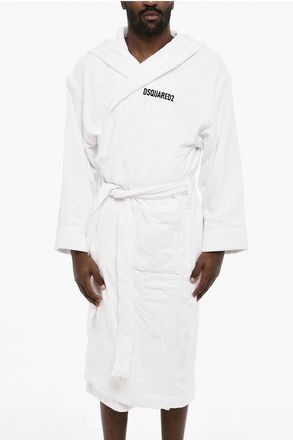 Dsquared2 Cotton Terry Bathrobe With Belt And Embroidered Logo size Xs