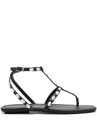 Stuart Weitzman Pearlita leather flat sandals - Black