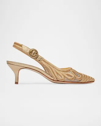 Bernardo Madinah Embroidered Mesh Slingback Pumps