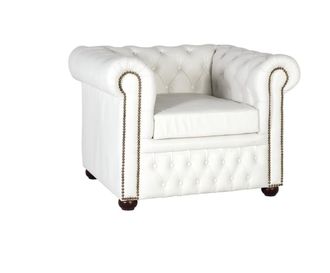 Giner&Colomer Sill&oacute;n chester uniplaza tapizado en piel natural acabado blanco