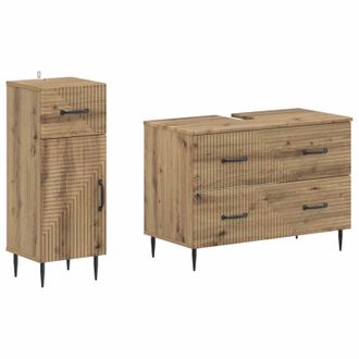 vidaXL Juego De Gabinete De Ba&ntilde;o De 2 Piezas Haarlem Roble Artisan Vidaxl