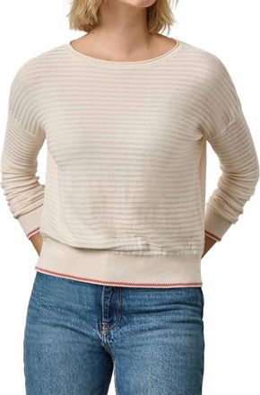 Lilla P Tipped Hem Wide Neck Sweater In Pearl