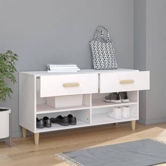 Berkfield Home Shoe Cabinet White 102x35x55 cm Engineered Wood | Size: 102 x 35 x 55 cm