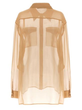 Alberta Ferretti Silk Chiffon with Pocket Detail Blouse - Beige