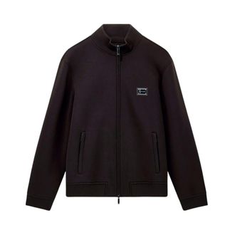 Emporio Armani Logo Plaque Full-Zip Sweatshirt - Heren - Sweatshirts & Hoodies - Bruin - Maat: M Modal