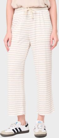 Gibsonlook Womens Serene Mornings Wide Leg Crop Pant In Sand Stripe