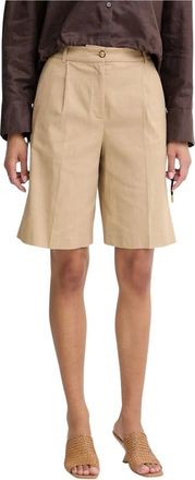 Pinko Pinko, Korte Broeken, Dames, Beige, S, Katoen, Bermuda Shorts met persvouw detail