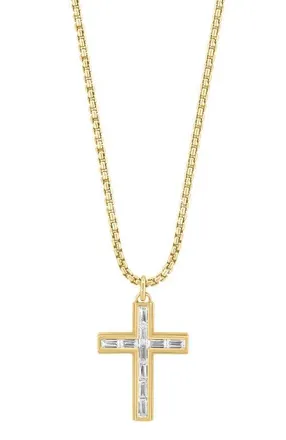 Effy Gold-Plated Sterling Silver Zircon Cross Pendant in Sterling Silvergold Plated at Nordstrom