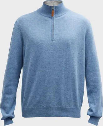 Neiman Marcus Men & apos;s Wool-Cashmere 1/4-Zip Sweater