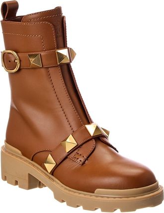 Valentino Roman Stud Leather Combat Boot