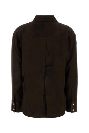 Ganni Womens Brown Satin Shirt Demitasse Exterior: Acetate Polyester Camicie