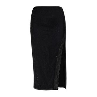 Self Portrait Midi Skirts, female, Black, Size: 2XS Skirt with shimmering appliqu&eacute;s