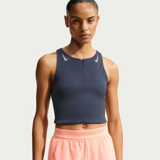 Nike Womens AeroSwift Keely Hodgkinson Dri-FIT ADV Cropped Running Tank Top in Blue | IM7561-437